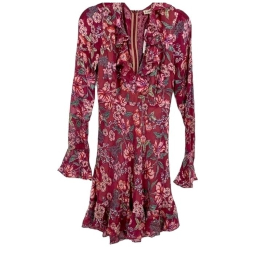 For Love & Lemons Women's M Gracie Silk Blend Velvet Burnout Floral Dress‎